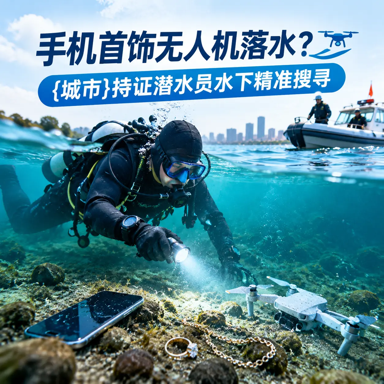 手机首饰无人机落水？夹江持证潜水员水下精准搜寻